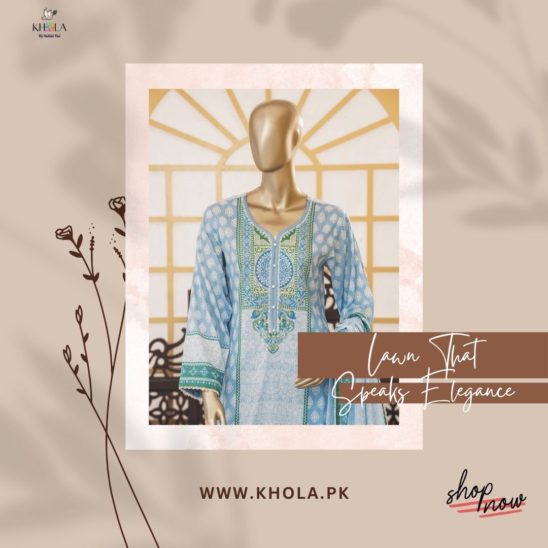 Lawn Suits Pakistan | Unstitched Printed Lawn Suit With Printed Lawn Dupatta
