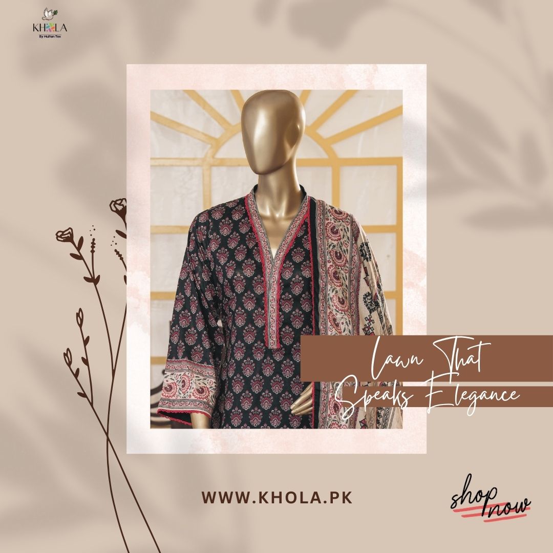 Pakistani Lawn Suits | Unstitched Printed Lawn Suit With Printed Lawn Dupatta