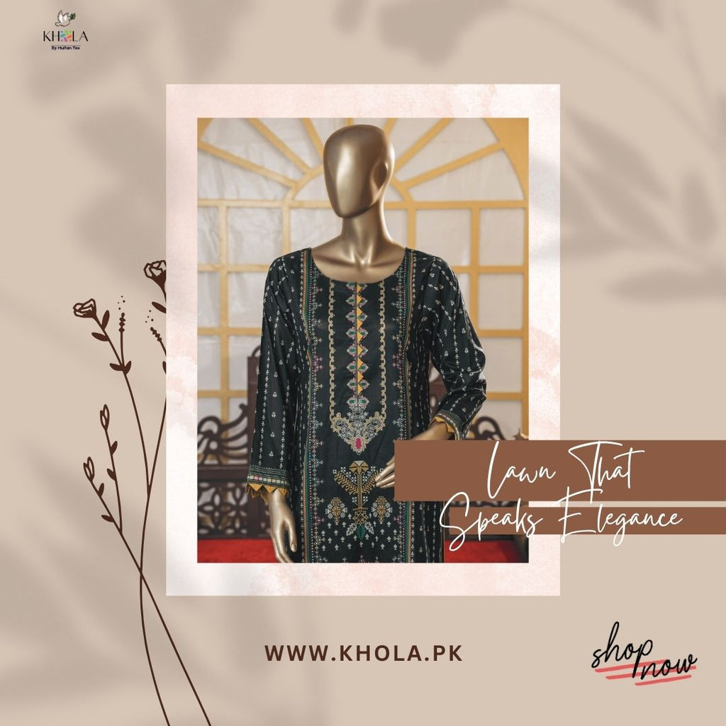 Best Lawn Suits in Pakistan | Unstitched Printed Lawn Suit With Printed Lawn Dupatta