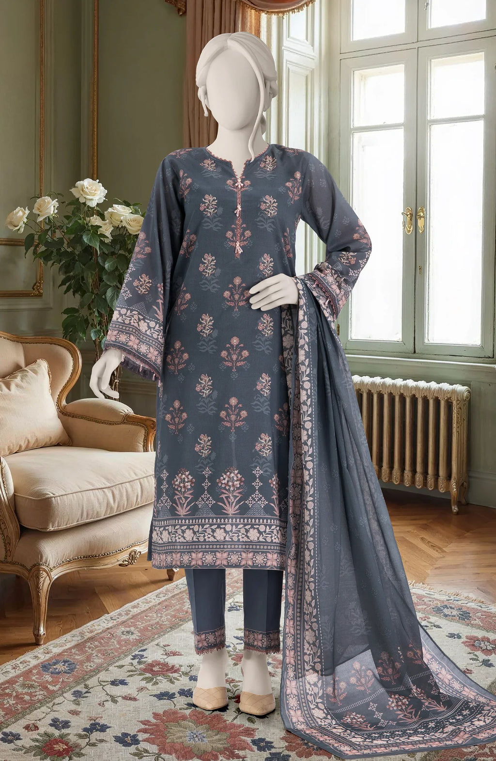 MTJ Summer Lawn – Unstitched 3PC Printed Lawn Dress for Women 2025