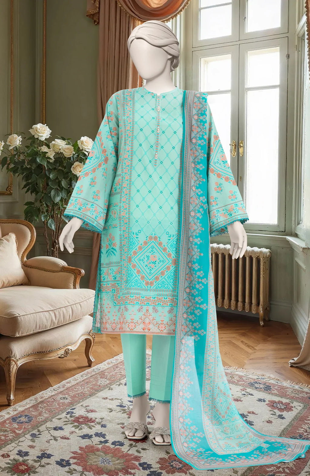 MTJ Summer Lawn – Unstitched 3PC Printed Lawn Dress for Women 2025