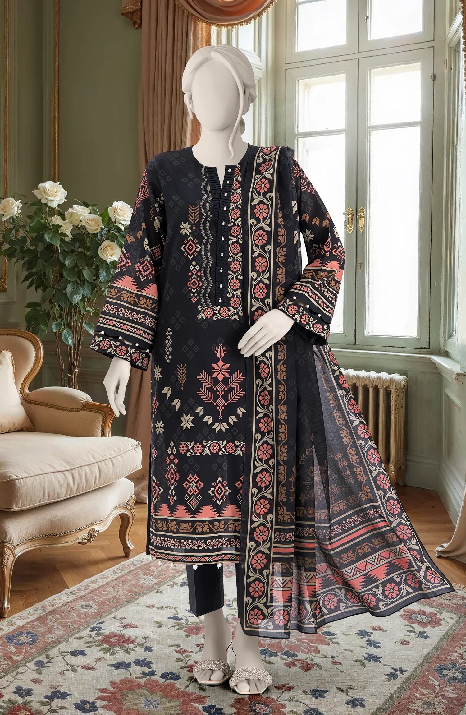MTJ Summer Lawn – Unstitched 3PC Printed Lawn Dress for Women 2025