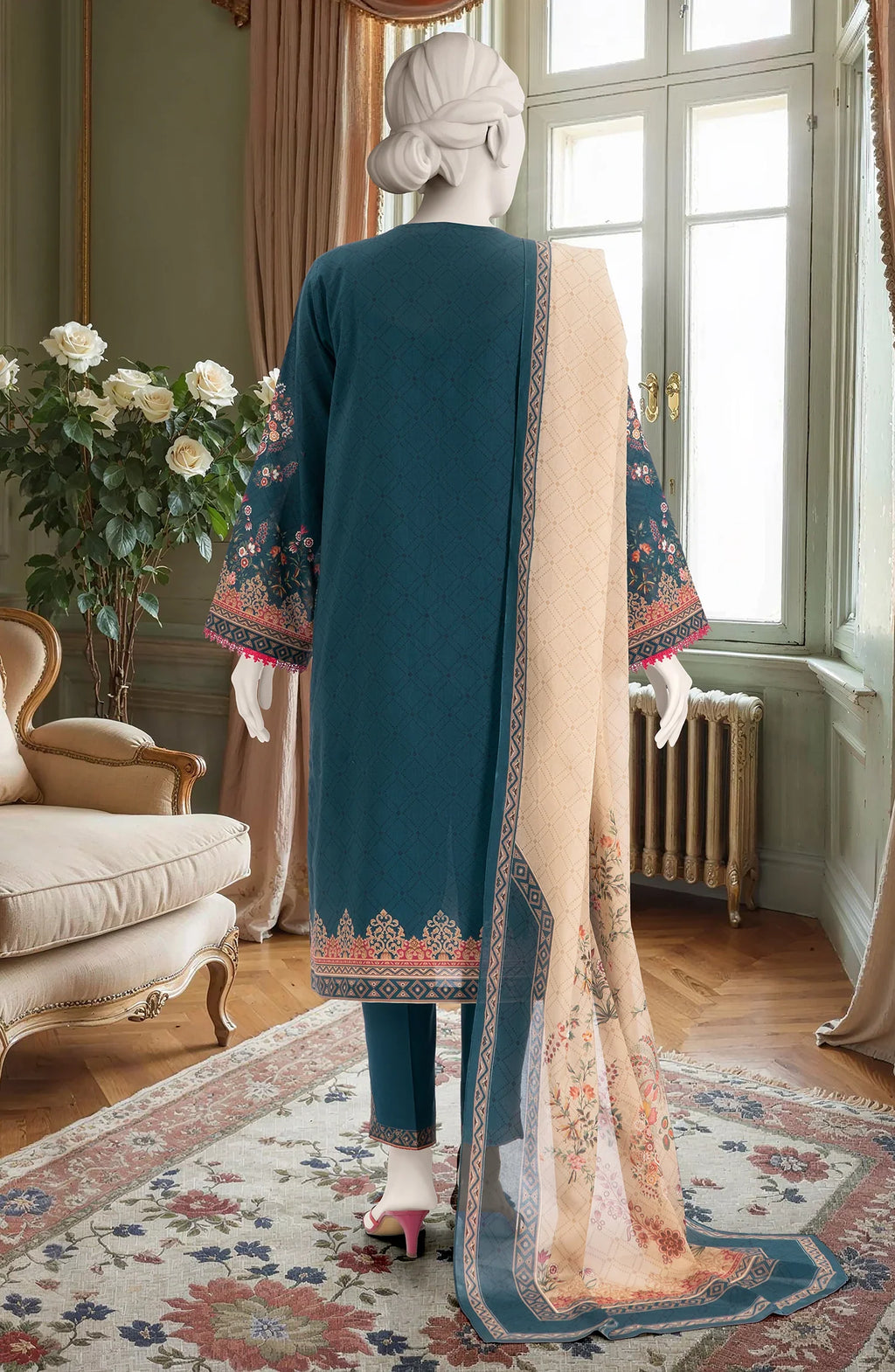 MTJ Summer Lawn – Unstitched 3PC Printed Lawn Dress for Women 2025