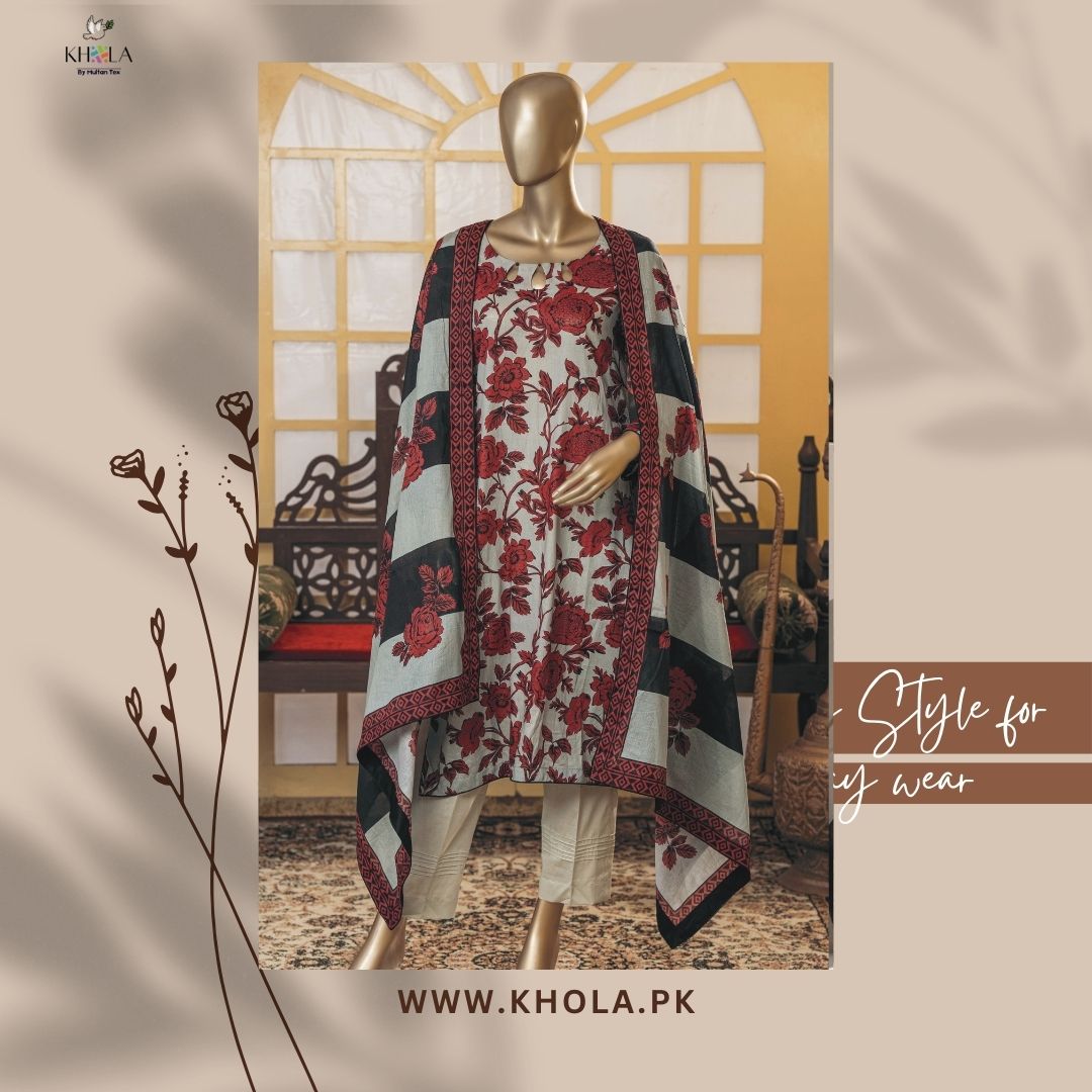 Ladies Lawn Suits | Unstitched Printed Lawn Suit With Printed Lawn Dupatta