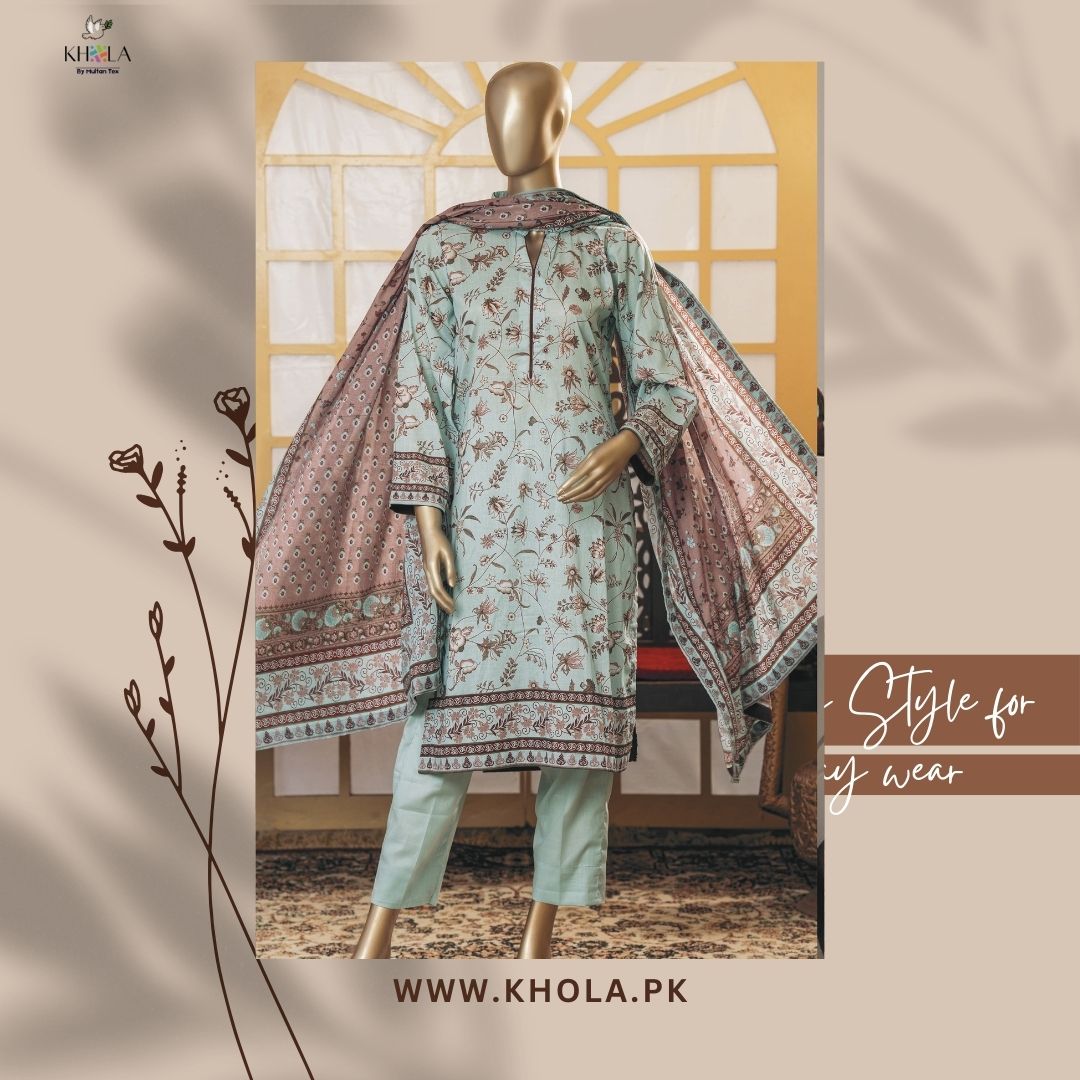 Ladies Lawn Suit Design | Unstitched Printed Lawn Suit With Printed Lawn Dupatta