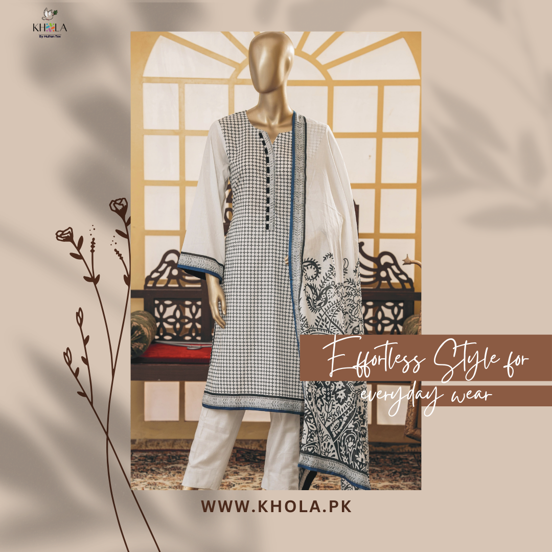 Lawn 3 Piece Suit | Unstitched Printed Lawn Suit With Printed Lawn Dupatta