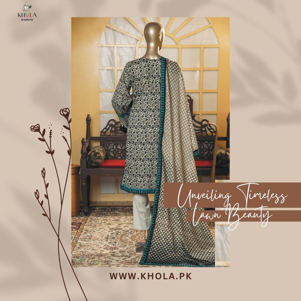 3 Piece Printed Lawn Suits | Unstitched Printed Lawn Suit With Printed Lawn Dupatta