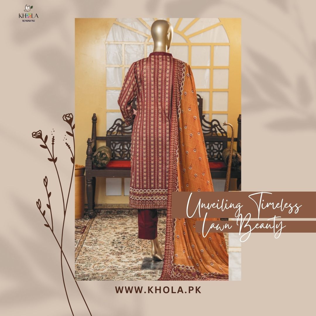 3 Piece Printed Lawn Suits | Unstitched Printed Lawn Suit With Printed Lawn Dupatta
