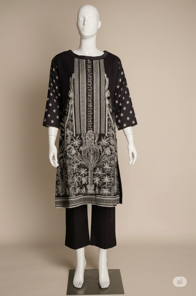 Amani – 2PC Modern Monochrome Lawn Suit