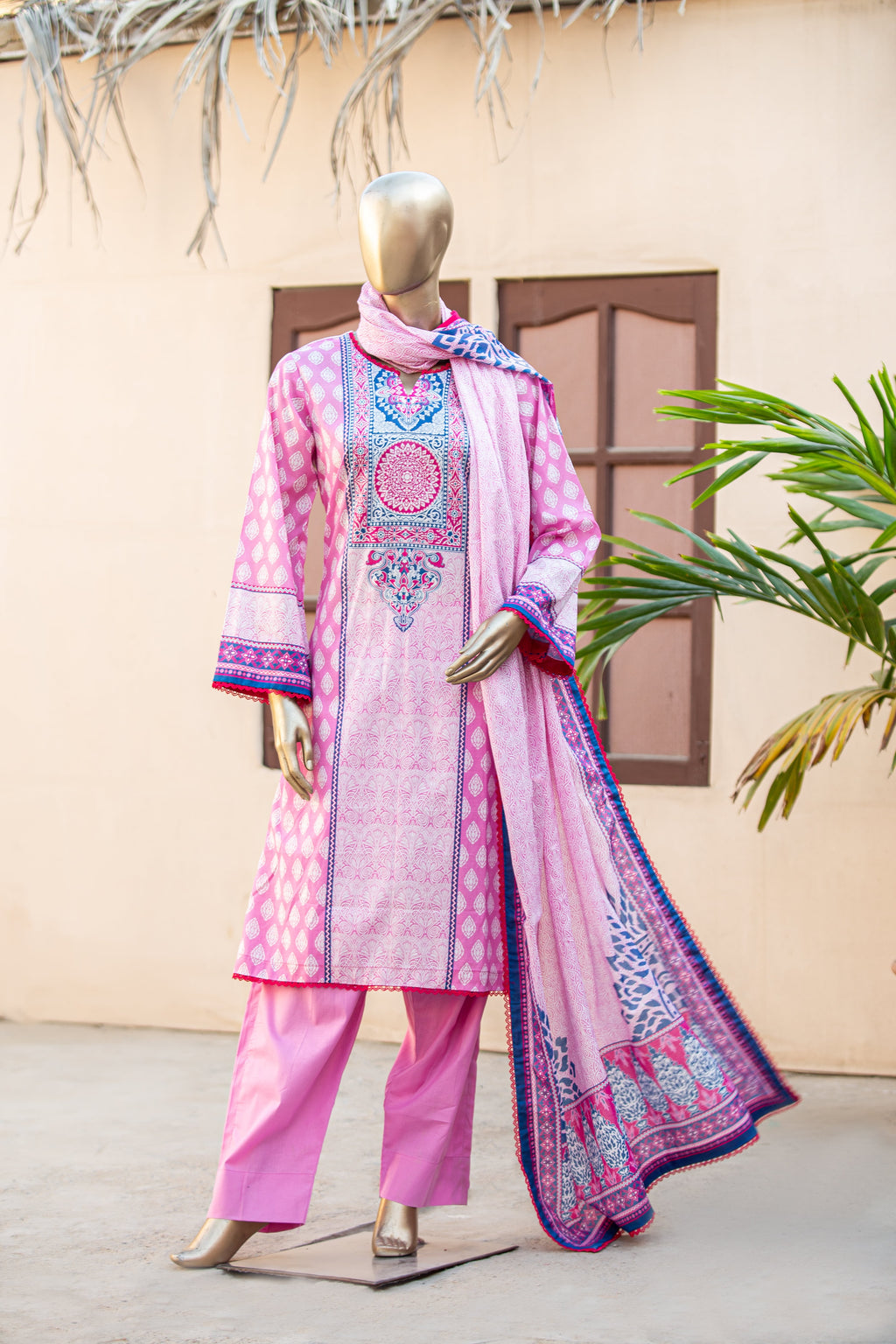 Lawn Suit With Lawn Dupatta | 3 Piece Unstitched Printed Cotton Premier Lawn Suit With Printed Dupatta