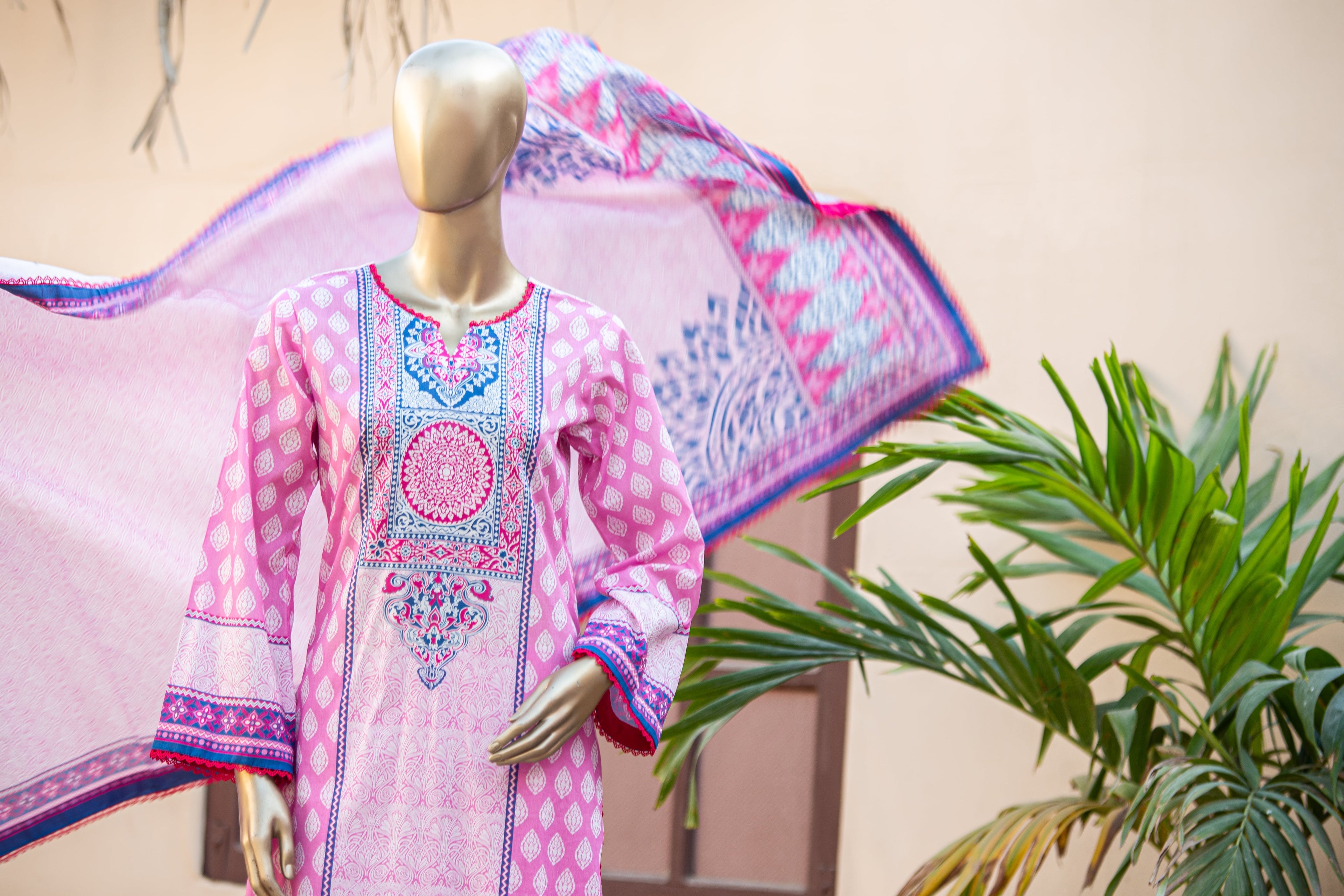 Lawn Suit With Lawn Dupatta | 3 Piece Unstitched Printed Cotton Premier Lawn Suit With Printed Dupatta