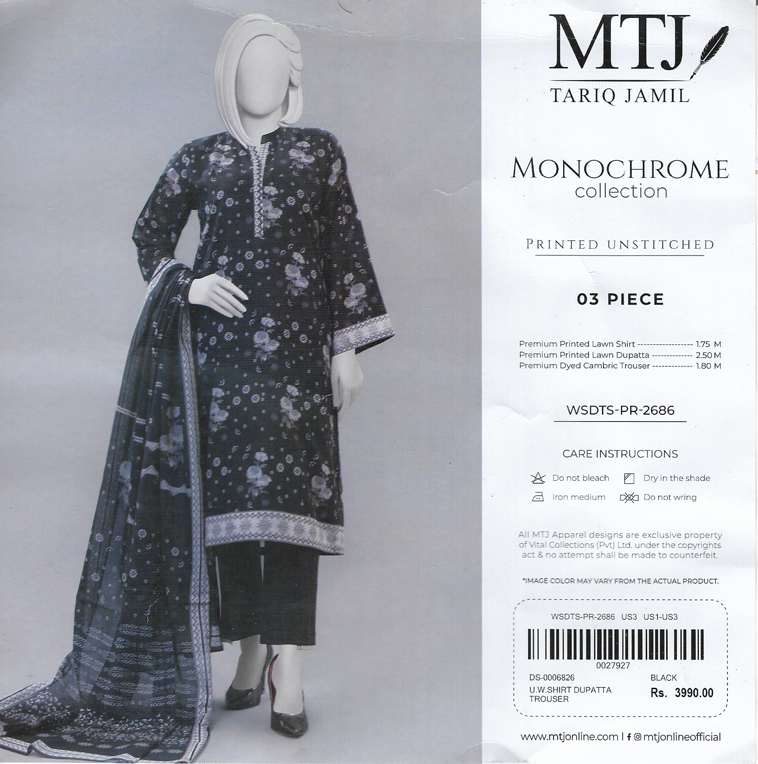 MTJ Summer Lawn – Unstitched 3PC Printed Lawn Dress Design for Women 2025